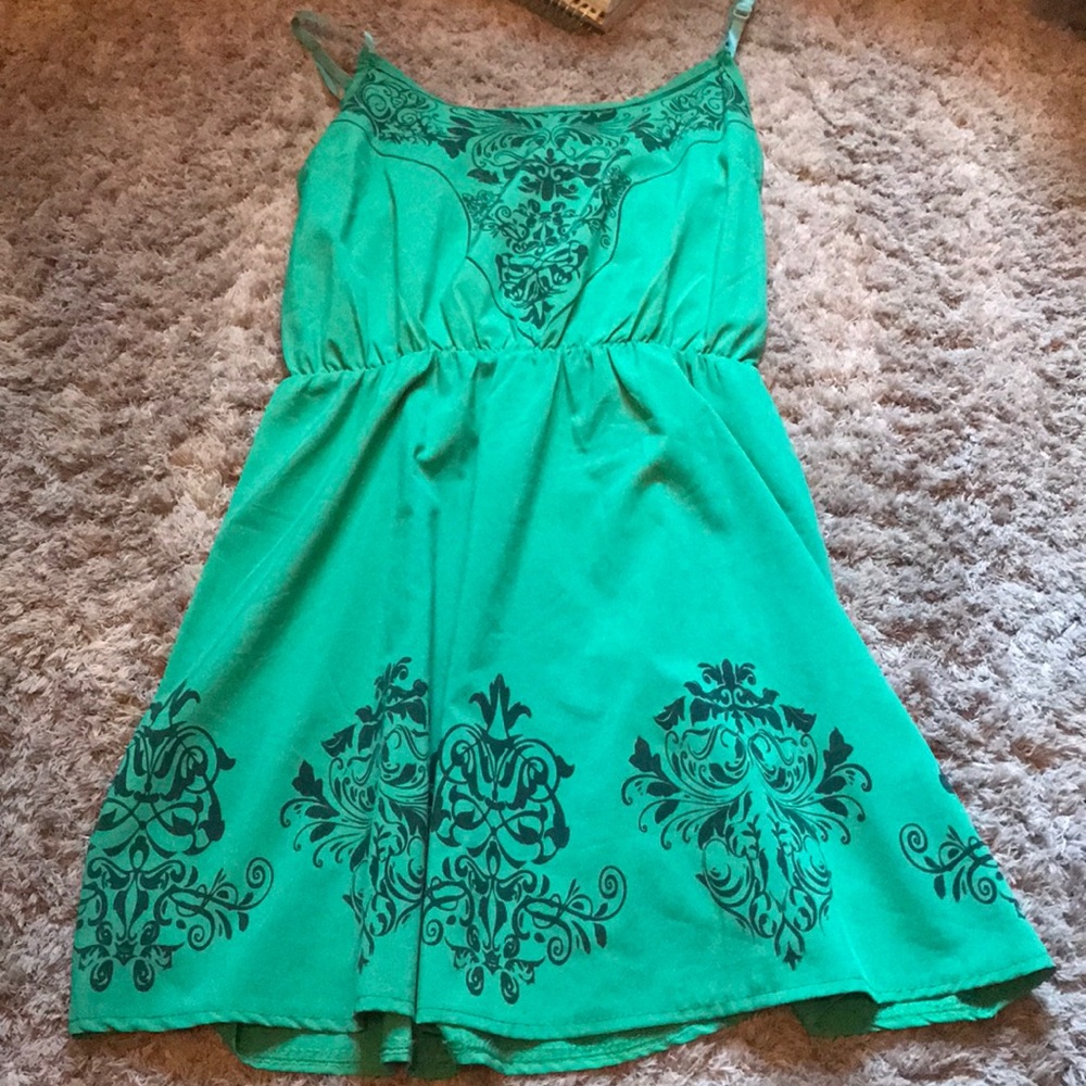 Green Spaghetti Strap Dress